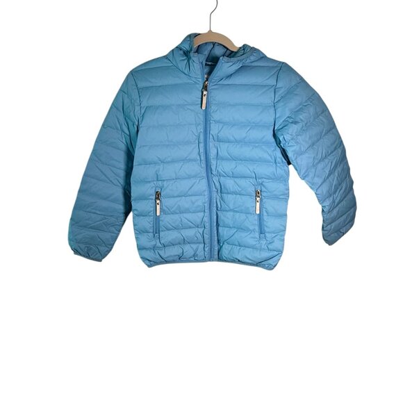 Hanna Andersson Hooded Puffer Jacket For Kids Light Blue Size 12  Warm Outdoor C - Picture 1 of 4